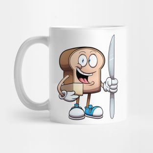 Bread Character With Knife And Butter Mug